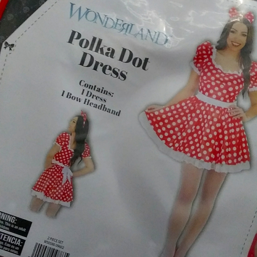 Adult Halloween Costume Women Minnie Polka Dot Dress in Size Medium